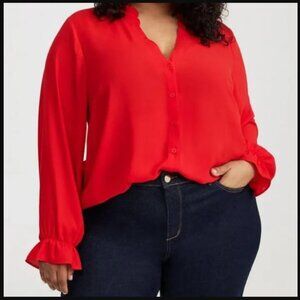 Torrid Georgette Button-Down Red Blouse 1X